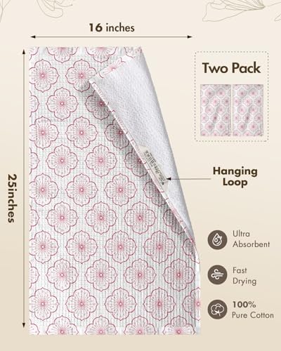 Miss Adola 370GSM Cotton Waffle Kitchen Towels, Sakura - Image 4