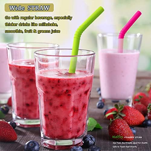 Walfos Reusable Silicone Straw - 2 Size Flexible Drinking Bendy Straws for Smoothies/20 & 30 oz Tumblers, BPA Free (4 Wide Straws + 4 Regular Straw + 2 Cleaning Brushes Excluding storage bag） - Image 5