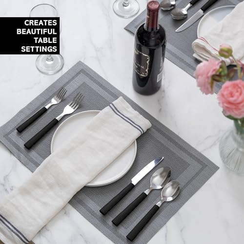 COOK WITH COLOR Bamboo Kitchen Utensil Set with Drawer Organizer | Cooking Tools and Storage Caddy, Black, 25 Piece Cutlery Set - Image 6