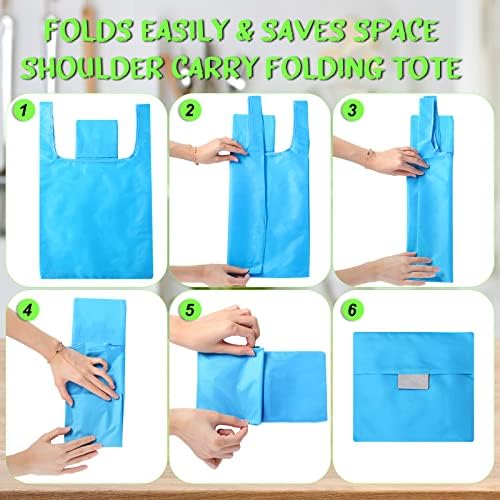 Eccliy 24 Pcs Reusable Grocery Bags Shopping Bags Foldable, Solid Style - Image 6