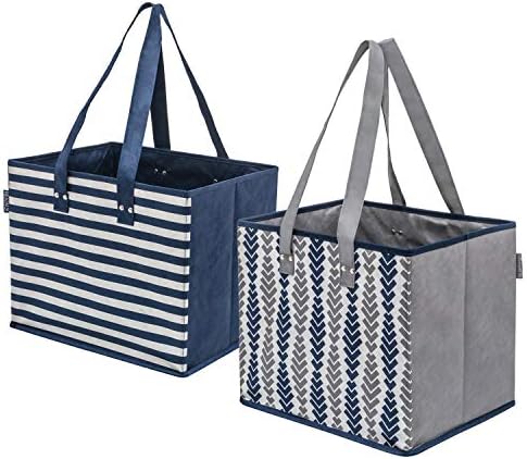 PLANET E Reusable Foldable Grocery Shopping Bags with Reinforced Bottoms (Pack of 2) by Planet+E+by+Eco-stream