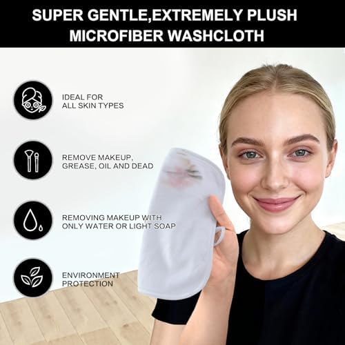 SINLAND Microfiber Facial Cloths Fast Drying Washcloth 8inch x 8inch Absorbent Face Wash Cloth Soft Makeup Remover Cloths - Image 5