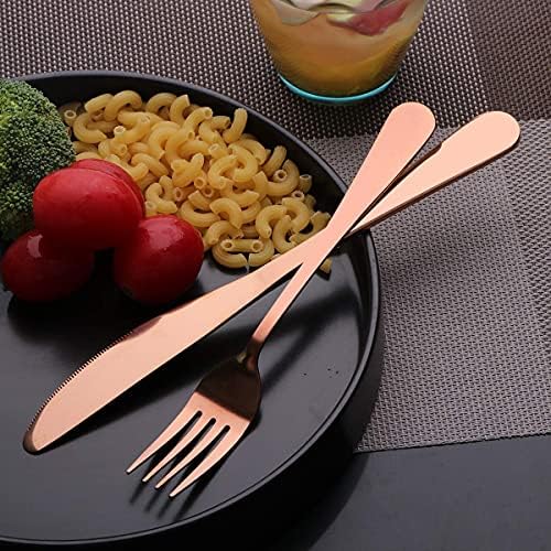 Travel Utensils Set with Case Reusable Portable Cutlery Set Stainless Steel 8pcs Including Dinner Knife Fork Spoon Chopsticks straws(Rose Gold) - Image 4