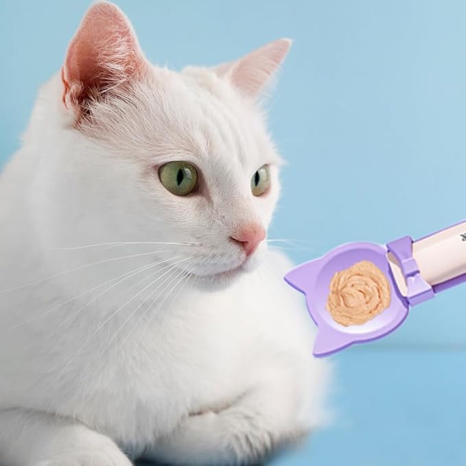 Cat Strip Feeder Spoon, 2025 New Cats Treat Dispenser, Cat Squeeze Treat Spoon for Puree and Bisque Delectables Lickable Wet Dispenser Sliding (3PCS-B)