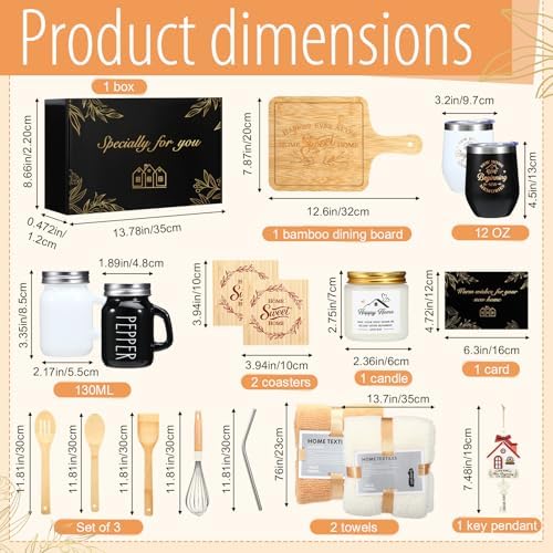 Housewarming Gifts New House -19 Pcs Closing Gifts for Couple Friend Women Men Home Buyers, House Warming Basket for New Houses Apartment Kitchen Presents(Black,Classic) - Image 2