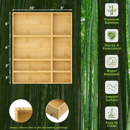 Bamboo Drawer Organizer Boxes, 8-Piece Set for Kitchen & Bathroom - Image 2