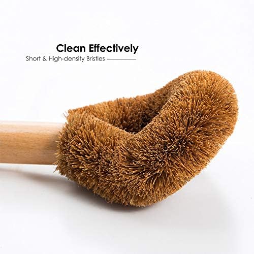Eeghurt Dish Brush and Cup Brush with Handle,Eco-Friendly Kitchen Dish Scrub Brush for Dishes(Pot Dish Scrubber),Coconut Fiber Bristle with Wooden Handle,Dishwashing Brush with Handle for Pan - Image 4