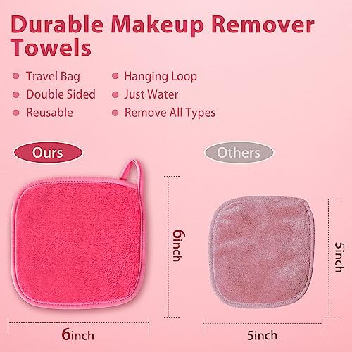 Makeup Remover Cloth, 6" x 6" Make Up Towels Reusable Face Cloth for Washing Face, Makeup Remover Pads Microfiber Face Washcloth with Mesh Bag, Just Water, 12 Pack - Image 5
