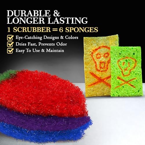 Dish Scrubbie Non-Scratch Dish Scrubber-Long Lasting & Odorless, Safe on Non-Stick, Cast Iron, Glass and Other Surfaces, Reusable Kitchen Sponge Alternative for Kitchen, Bathroom & Floors (Pack of 3) - Image 6