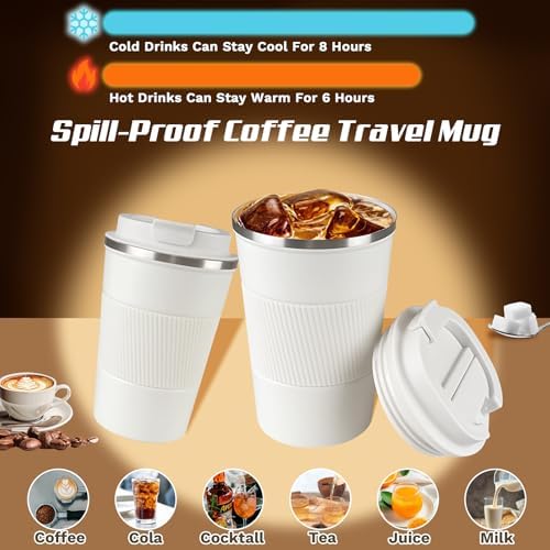 Vacuum Insulated Stainless Steel Travel Coffee Mug,Leak Proof Cup with Lid - Image 2