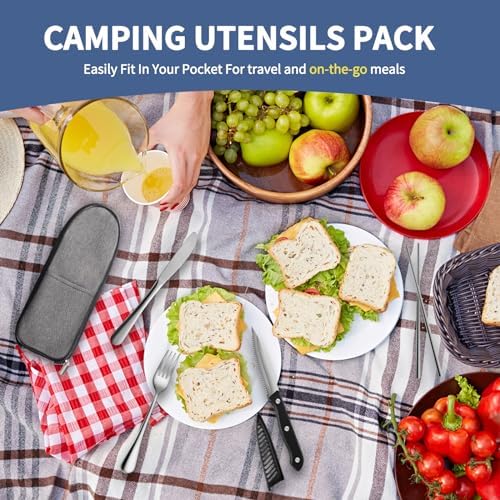 Logcow Travel Utensils with Case,Reusable Utensils,Portable Travel Camping Cutlery Set,Stainless Steel Flatware Set,Lunch Boxes Workplace Camping School Picnic (Sivler) - Image 3