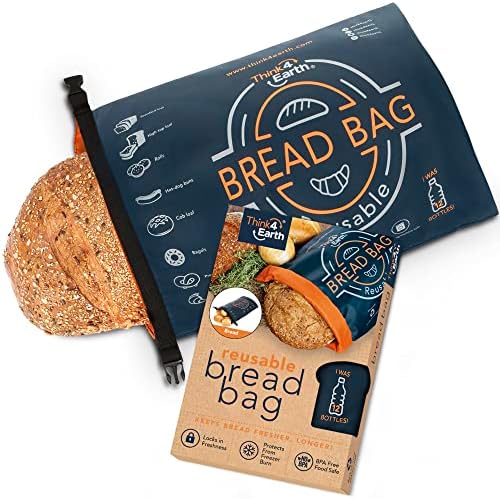 Think4Earth® – Bread Bag - Reusable Freezer Bag for Homemade Bread Maker Gift Giving - Container for Sourdough Loafs Storage, Large Bags with Double Lining by Think4Earth