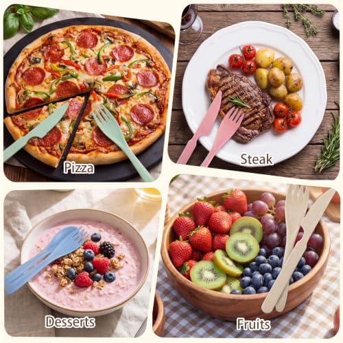 32 Sets Reusable Travel Utensils Set with Case, Wheat Straw Cutlery Portable Spoon Knife Fork Lunch Box Accessories Eco-Friendly Tableware for Adult Camping Picnic Utensils (4 Colors) - Image 6