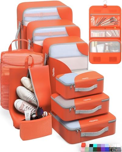 OlarHike 10 Set Packing Cubes for Travel,Gifts for Women Mom,Anti-Tearing Suitcase Organizer,with Over 1000 pcs Mesh Holes,Vacation Essentials & Accessories for Cruise Ship by OlarHike
