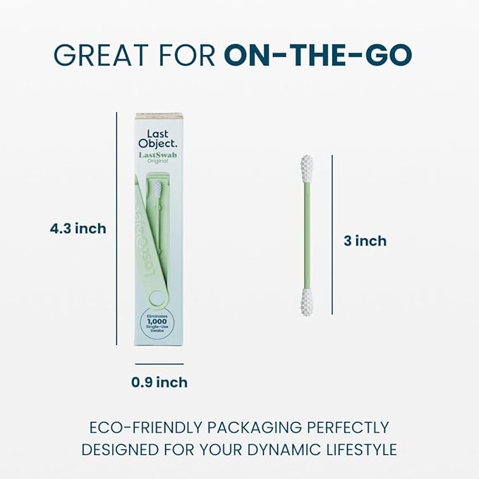 LastSwab® Reusable Cotton Swabs for Ear Cleaning - The Sustainable and Sanitary Alternative to Single-Use Q Tips - Zero Waste and Easy to Clean - Comes with a Convenient Travel Case Holder - Green