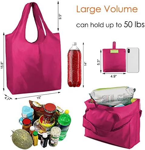 BeeGreen Cerise Reusable Grocery Bags Wholesale Reusable Kitchen Bags Bulk Foldable-Machine Washable with Zipper Storage Pouch 50 Packs - Image 3