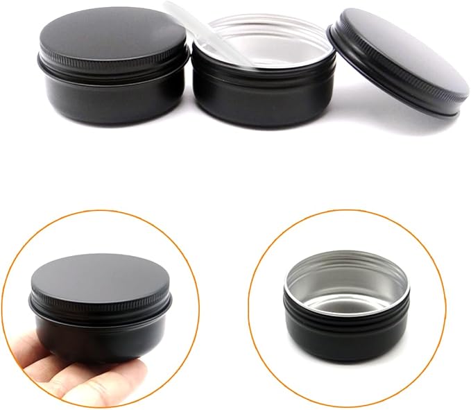 10pack 80ml Aluminum Tin, 80 Gram Black Empty Travel Cosmetic Sample Containers with Screw Cap Lid, 80g Metal Tins Can Storage Travel Jars for DIY Crafts, Lip Balms, Face Cream, Candle, Tea