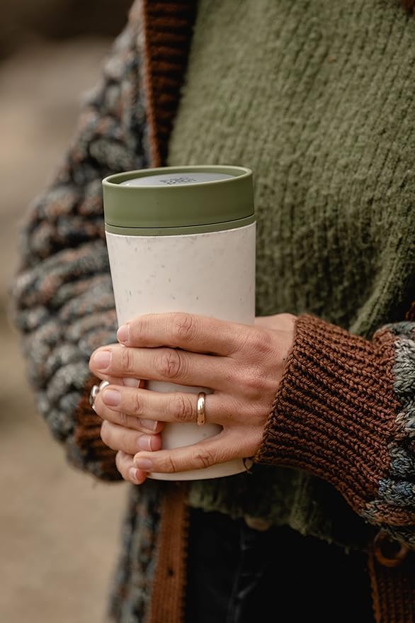 Circular and Co Reusable Coffee Cup 12oz/340ml - The World's First Travel Mug Made from Recycled Coffee Cups, 100% Leak-Proof, Sustainable & Insulated (Cream & Honest Green) - Image 7