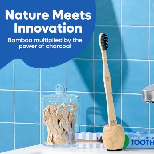 SmartLifeco Charcoal Bamboo Toothbrushes - Extra Soft Natural Bristles for Adults & Kids Teeth | Zero Waste Bulk Wooden Tooth Brush Travel Kit | BPA Free, Eco-Friendly, Vegan - (12 Pack) - Image 7