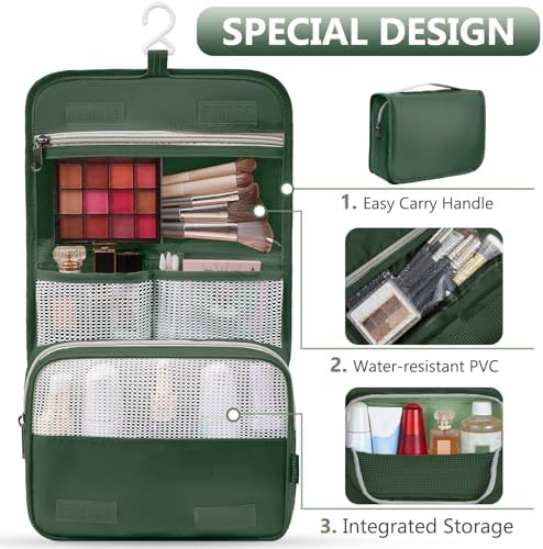OlarHike Packing Cubes for Travel,Gifts for Women Mom,Anti-Tearing Suitcase Organizer for Luggage with Shoe & Hanging Toiletry Bag,Vacation Essentials & Accessories for Cruise Ship,8 Set,Dark Green - Image 3