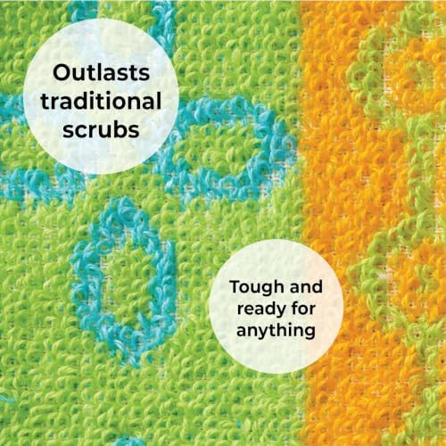 Skoy Scrub, 50-Pack Reusable, Non-Scratching Dish Scrubber for Kitchen and Household Cleaning, Planet-Friendly, Dishwasher Safe Soft Scrub, Assorted Colors and Designs - Image 5