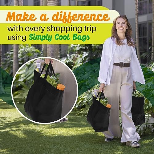 Simply Cool 50 Pack Reusable Grocery Bags, Large Tote Bags Bulk, Black - Image 6