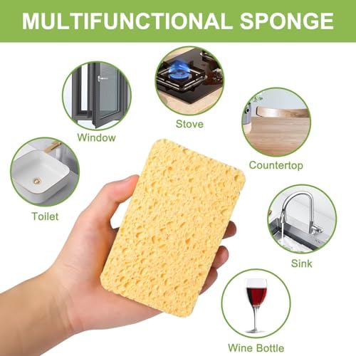 Yolaist 12 Pack Non-Scratch Scrub Sponge, Natural Kitchen Sponges for Cleaning Kitchen, Scratch Free Biodegradable Sponges for Dishes, No-Stick Cookware - Image 5