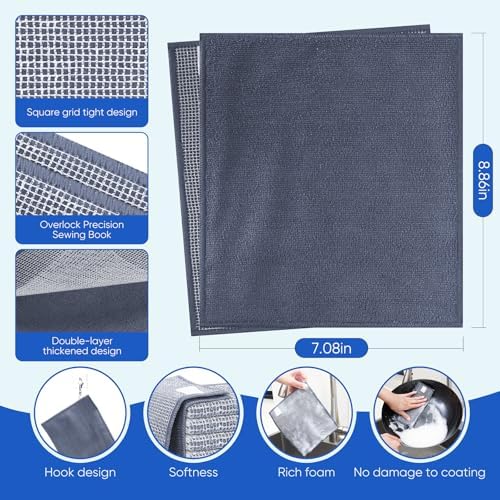 Forggon Non Scratch Wire Dishcloth,New Upgrade 2-Layer,10pcs,7.08"X8.86" - Image 2