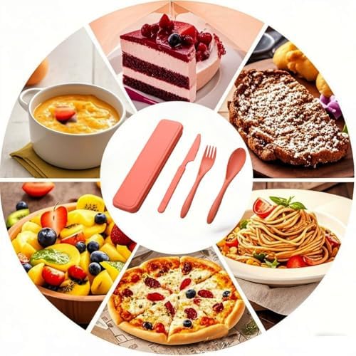 Portable Travel Utensils for Daily Use (Grey, Purple, Dark Green, Orange) - Image 5