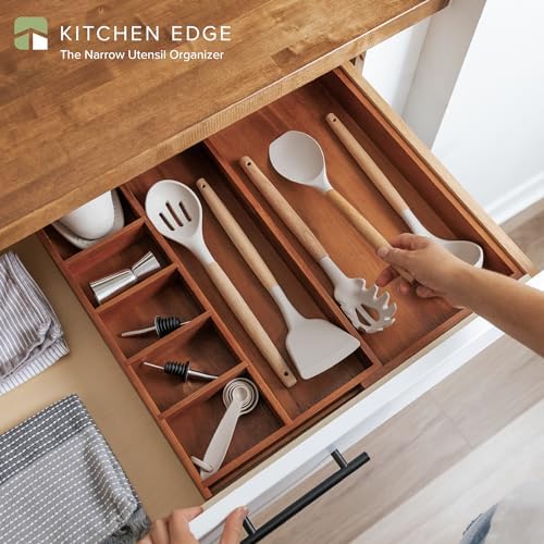 KitchenEdge Utensil & Junk Drawer Organizer, 10.5-18.5 in, Acacia - Image 2