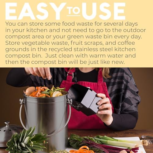 Epica Kitchen Compost Bin for Kicthen Countertops, 1.3 Galllon - Grey - Image 6