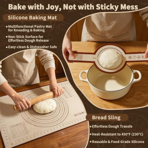 Sourdough Starter Kit with Proofing Basket,bread baking supplies & 34oz Jar - Image 6