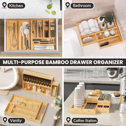 Bamboo Kitchen Drawer Organizer, Deep 2-Pack, 9" x 6" x 2.5" - Image 5