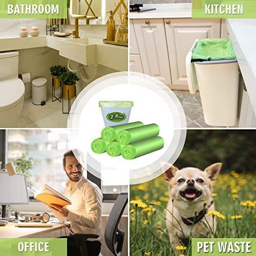 2-2.6 Gallon Trash Bags, Inwaysin Bathroom Garbage Bags, Biodegradable Small Trash Bags, Size Expanded, Clear Green, 10L, 100Bags - Image 2