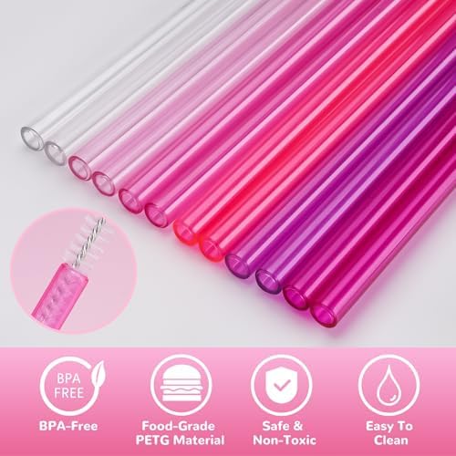 NiHome 12-Pack Plastic Reusable Straws Fit for Stanley 40 30 64 oz Tumbler - Image 6