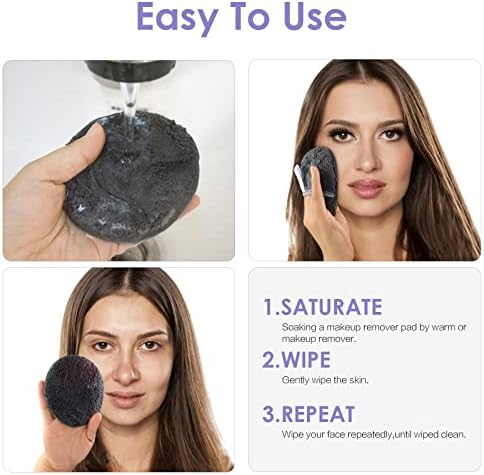 SUNLAND Reusable Makeup Remover Pads for Face,Eyes,Lips Microfiber Face Cleansing Gloves Washable Makeup Remover Cloth with Laundry Bag Rounds Pads - Image 4