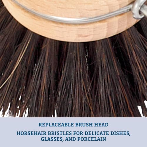 Redecker Dish Brush, Horsehair Bristles, 1-1/2 Inch Round, Single – Wooden Dish Brush for Glassware & Delicate Cleaning, Made in Germany - Image 3