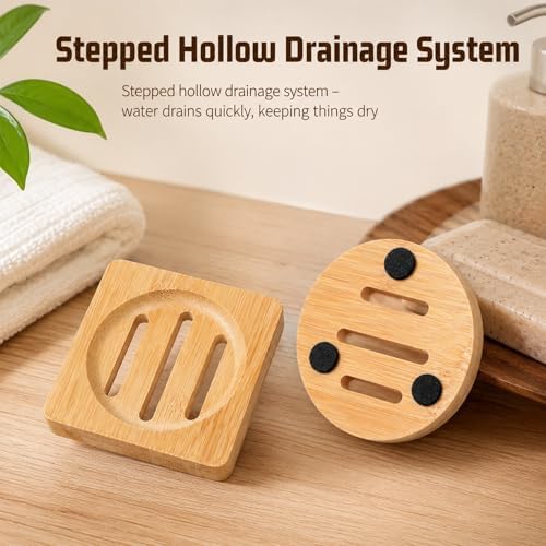 2Pcs Bamboo Soap Dish Holders Wooden Soap Dishes for Shower - Image 7