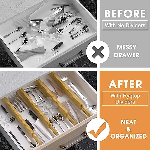 Bamboo Drawer Dividers, Adjustable Drawer Organizers, Fits 12.6–16" Drawers - Image 3