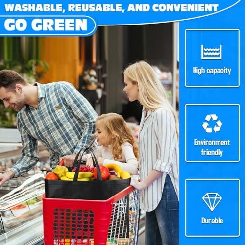 Windyun Reusable Grocery Bags Large Non Woven Shopping Bags with Handles Foldable Portable Tote, 16x6x12 Inch - Image 6