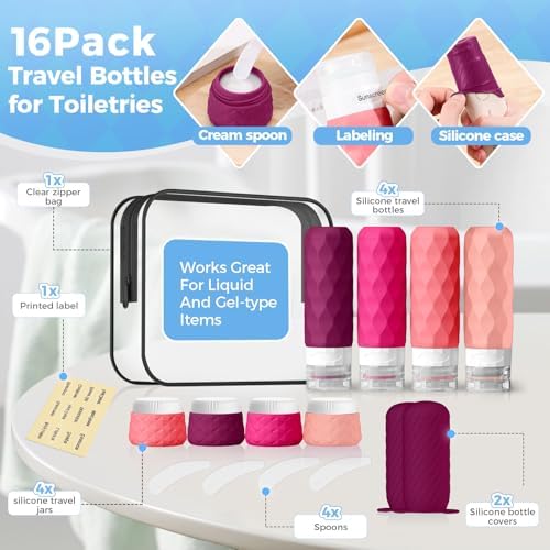 Silevoler 16Pack Travel Bottles for Toiletries, Bottles, Jars, and Covers - Image 3