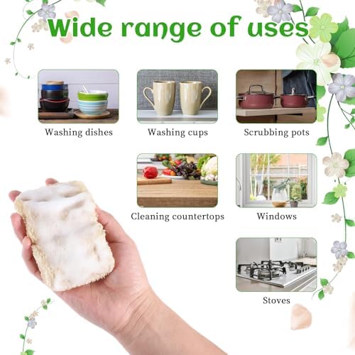 10 PCS Natural Sponges for Dishes, Loofah Dish Sponge for Kitchen Compostable Natural Loofah Sponges - Image 4