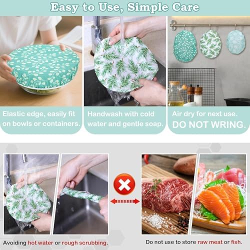 5Pcs Reusable Beeswax Elastic Bowl Covers for Bread Proofing and Food Cover - Image 6
