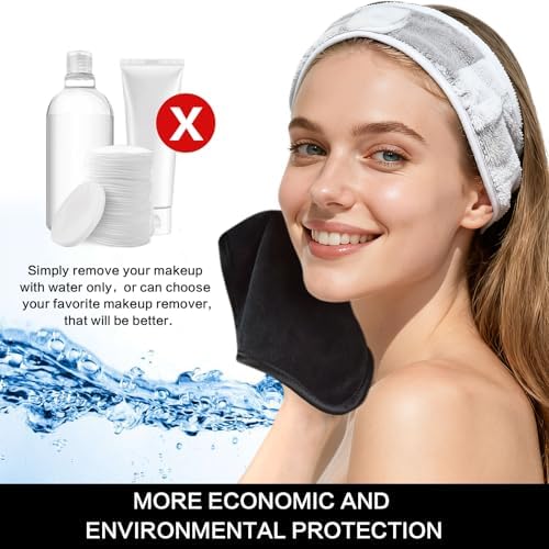 SINLAND Microfiber Facial Cloths Fast Drying Washcloth 8inch x 8inch Absorbent Face Wash Cloth Soft Makeup Remover Cloths - Image 5