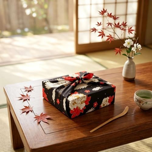OISUIEY Furoshiki Japanese Wrapping Cloth, Large Size 27.6x27.6 Inch 70cm Reusable Gift Wrap, Eco-Friendly Fabric for Bento Bag, Wine Bottle, Table Decor Washable & Wrinkle Resistant (Crane) - Image 6