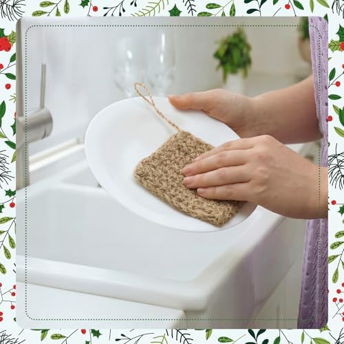 Sliner 6 Pack Natural Hemp Dish Sponges, 4x4 Biodegradable Scrubber - Image 5
