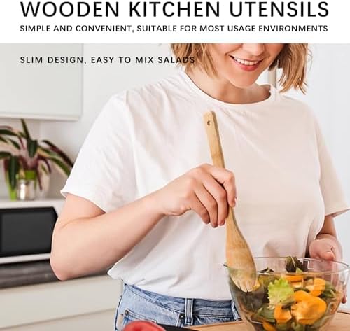 Wooden Spoons for Cooking, 5-Piece Bamboo Cooking Utensil Set - Image 3