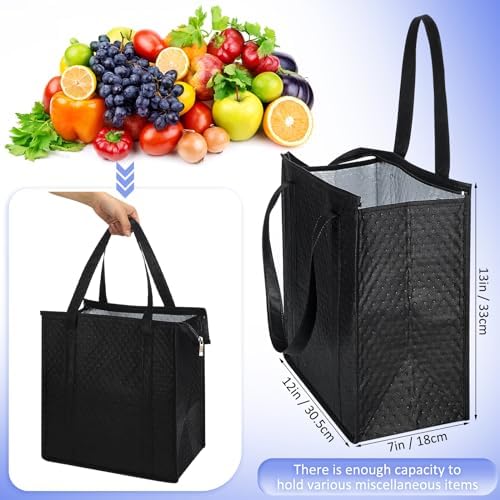 10 Pack 10 Pack Large Insulated Grocery Bag Zippered, Blue and Black - Image 2
