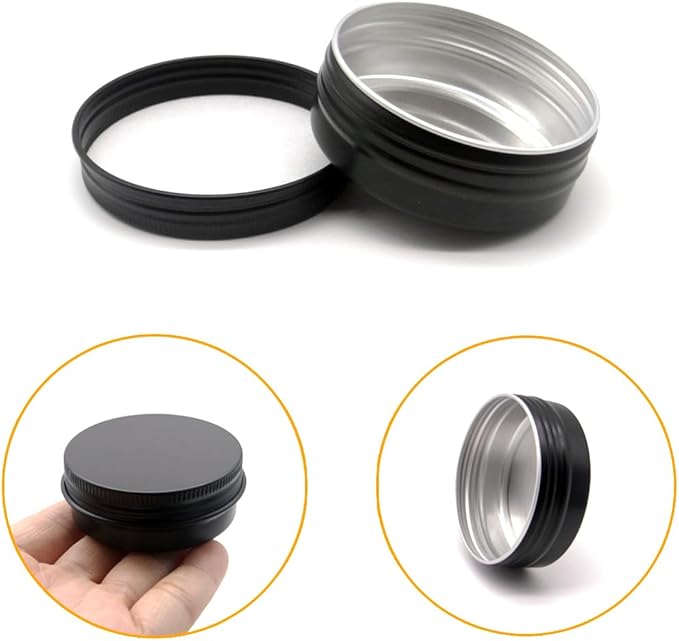 12pcs 1oz 30 ml Aluminum Tin Jar, 30g Refillable Makeup Container, 30 Gram Black Screw Lid Round Can Sample Pot for Cosmetic DIY, Handmade, Lip Balm, Cream, Salve, Toner, Candle, Paint, Scrub