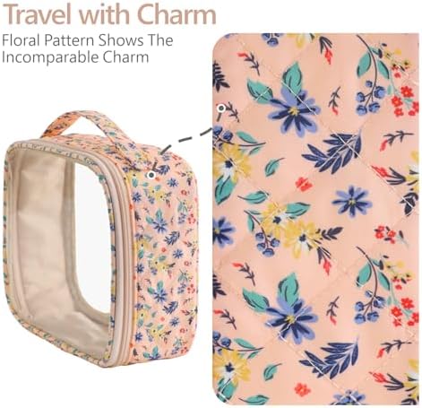 PACKISM Clear Makeup Bag - TSA Approved Toiletry Bag, 2 Pink Ditsy Floral - Image 3